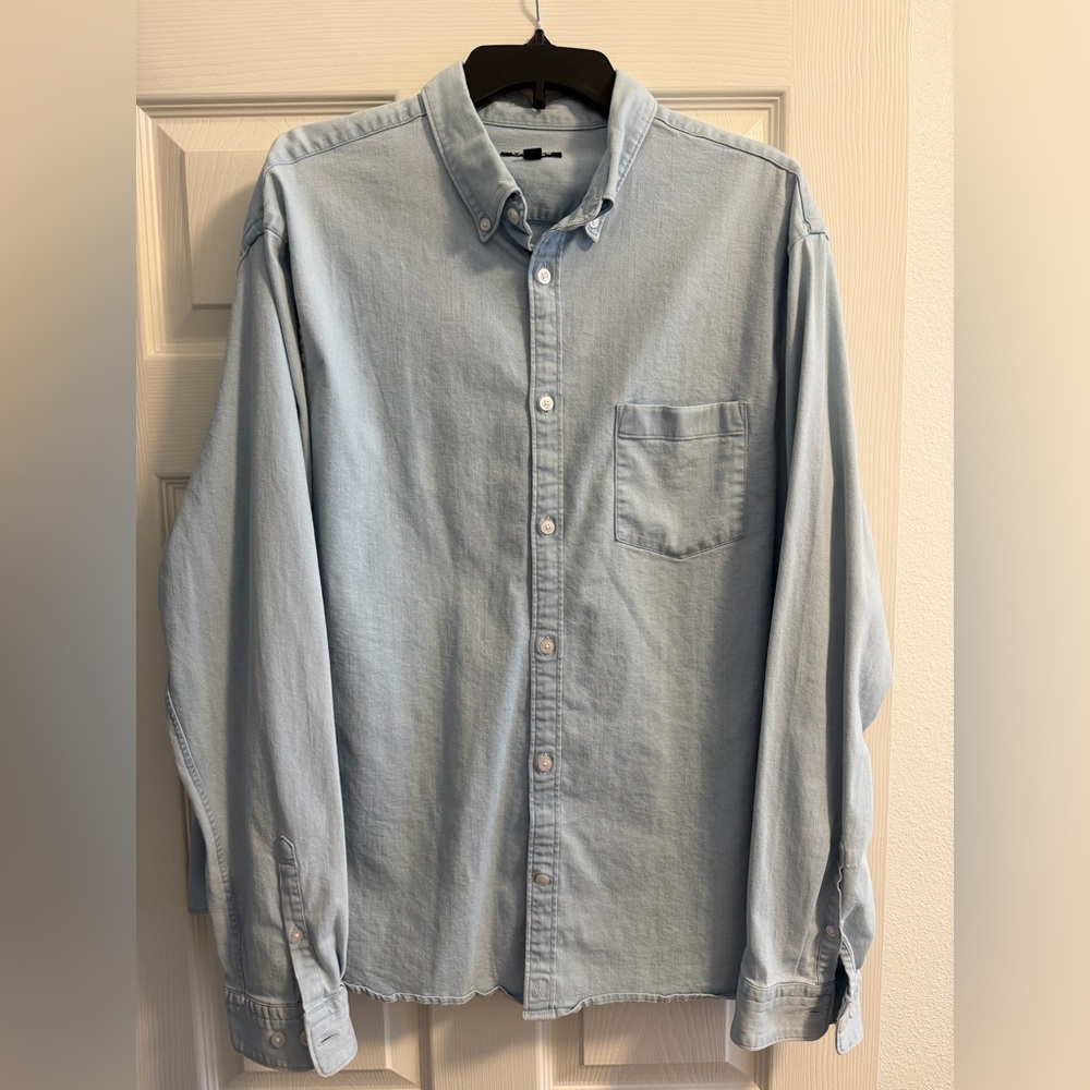 Express Light Blue Casual Button Down Shirt